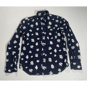 Club Monaco Shirt Mens S Slim Fit Blue Long Sleeve Button Down Floral